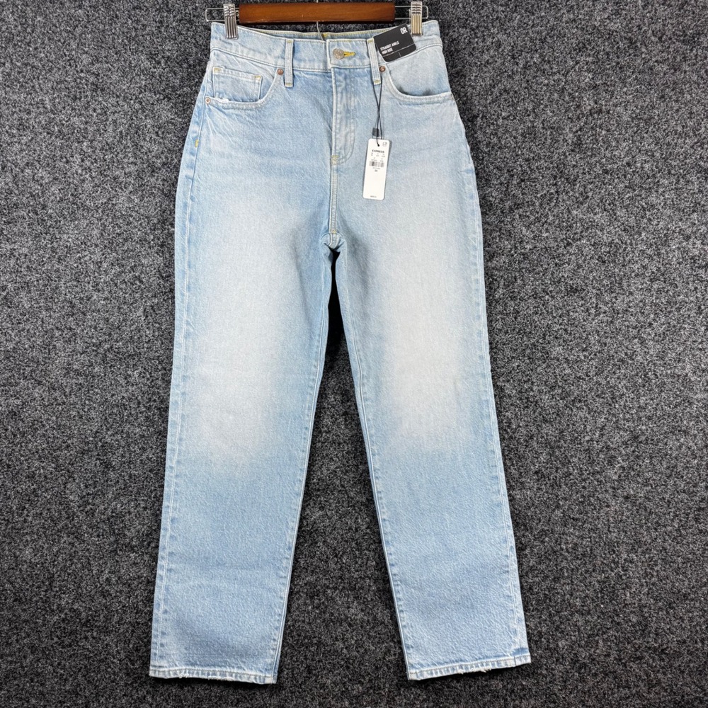 NWT Express Straight Ankle High Rise Jeans Light Wash Conscious Edit Size 0R